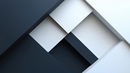 Bold, overlapping geometric shapes in a monochrome palette, creating depth and contrast, abstract design, modern architecture concept