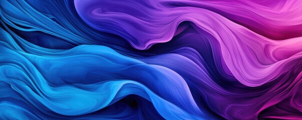 Obraz premium Fluid ink-like streaks in deep blues and purples, flowing across the canvas, concept of movement and flow