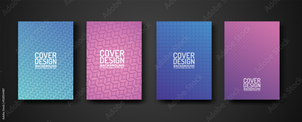 Poster set cover design with modern geometric lines textured pattern and colorful dynamic gradation