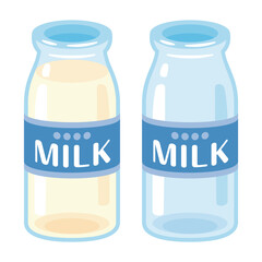 空っぽの牛乳瓶セット