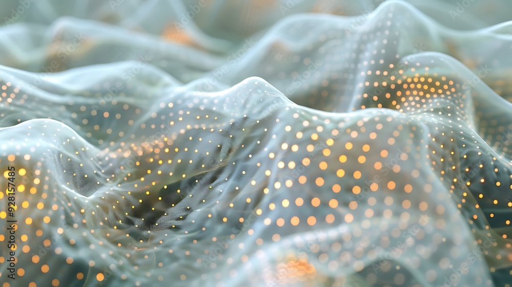 Poster abstract 3d rendering of a digital landscape with a soft, flowing texture.