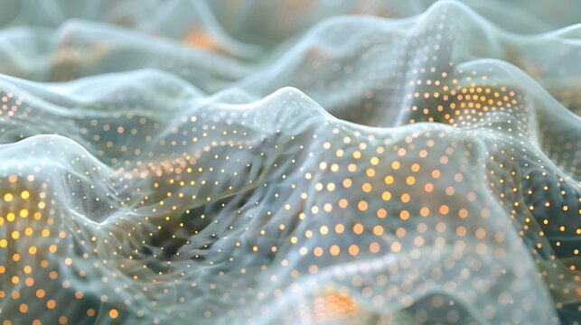 Abstract 3D rendering of a digital landscape with a soft, flowing texture.