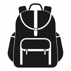 backpack silhouette, School bag / backpack or rucksack with straps flat vector illustration