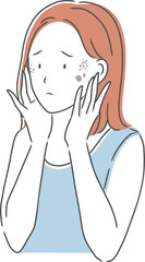 シミに悩む女性のイラスト素材