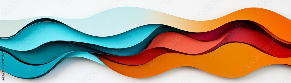 Aufkleber vibrant abstract background with flowing colorful waves in teal, orange, and red, creating a dynamic