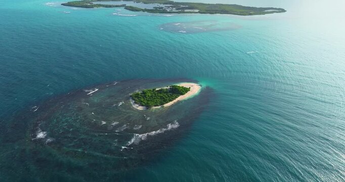 Cayo Peraza - Small Island With Vegetation In Morrocoy National Park, Chichiriviche, Venezuela. aerial shot