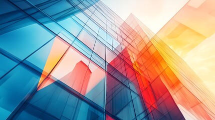 Fototapeta premium Modern Architecture: Glass Facade of a Building in Cityscape