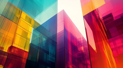 Obraz premium Abstract Modern Glass Buildings in Vibrant Colors
