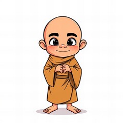 cartoon monk with a robe and a cane.