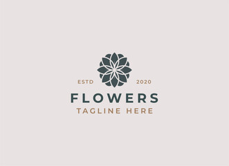 Beauty flowers and spa logo design vector illustration. Minimalist flowers logo design