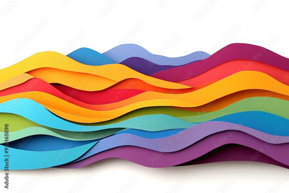 Poster abstract colorful paper waves creating vibrant, dynamic, and visually engaging art. perfect for back