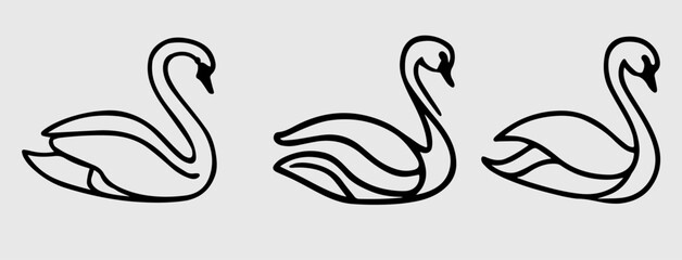 a sleek and elegant vector art logo featuring a swan in silhouette