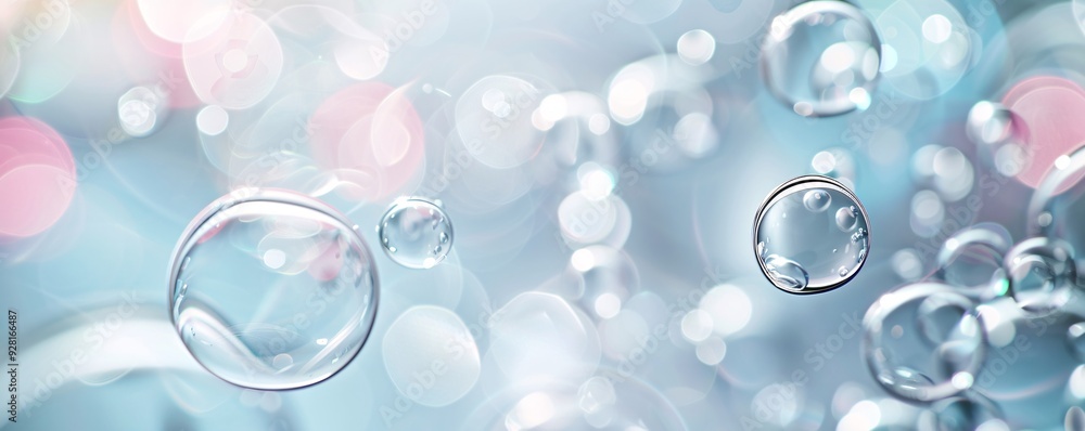 Poster bubbles in various sizes creating an abstract pattern, organic shapes, whimsical and light. ,