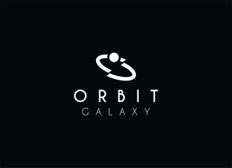 Orbit galaxy and planet space logo design vector illustration