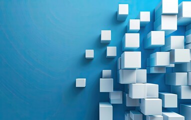 Abstract Blue Background with White Cubes