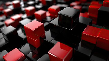 Abstract Red and Black Cubes