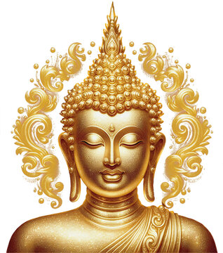 recommend clip art: Gold Buddha statue watercolor oil painting clipart transparent background png