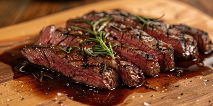 Flat Iron Steak Cooked Sous Vide with Rosemary and Balsamic Reduction