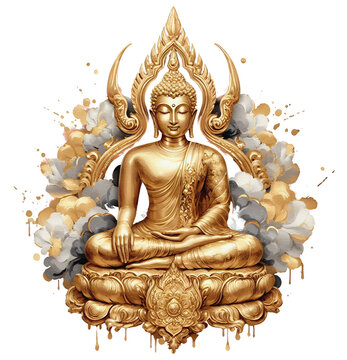 golden buddha statue sitting serene clip art preview