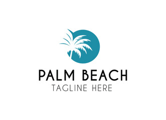 Resort and beach palm logo design with premium concept vector illustration.