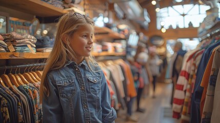 Obraz premium a girl enjoying shopping for clothes