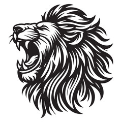 Fototapeta premium Line art of lion roaring cartoon vector