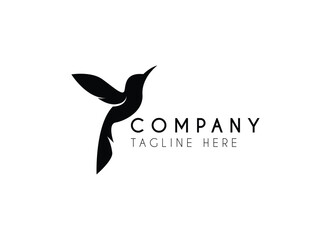 Flying bird logo design, silhouette of black bird logo design vector illustration.