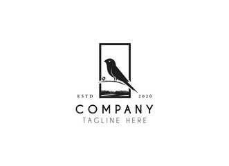Flying bird logo design, silhouette of black bird logo design vector illustration.