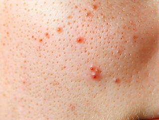 Fototapeta premium photo of a close-up of human skin with acne and inflamed pores 