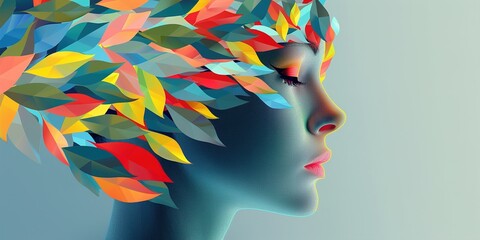 woman with colorful makeup