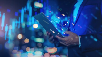 Businessman Analyzing Data on Tablet