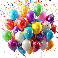 breathtaking balloons and confetti snapshots on transparent background