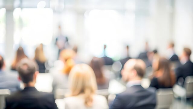 Business Seminar Soft Blur - Gentle blur of a business seminar or workshop with blurred figures.
