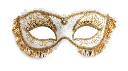 Carnival golden mask on white background