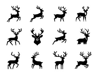 Set of Deer Silhouettes