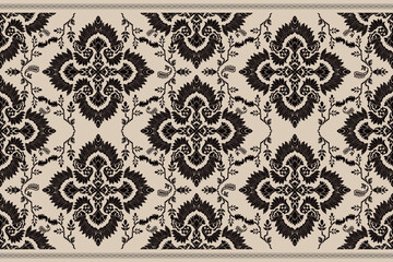 Ikat tribal Indian seamless pattern. Ethnic Aztec fabric carpet mandala ornament native boho chevron textile.Geometric African American oriental traditional vector illustrations. Embroidery style.