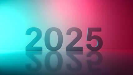 2025 on gradient background. Calendar 2025 in trendy minimalistic concept. 