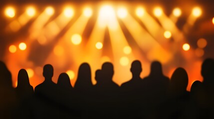 Fototapeta premium Silhouettes of People in Front of Stage Lights