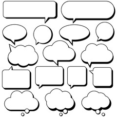 Obraz premium Comic speech bubbles with halftone set