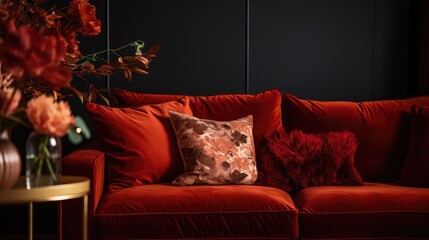 sofa red material