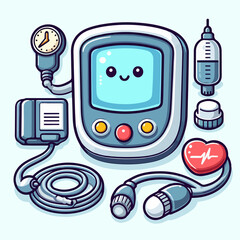 A cartoon drawing of a medical device with a heart on it