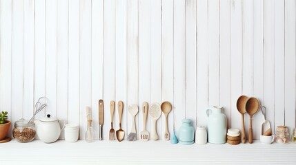 kitchen white wood table background