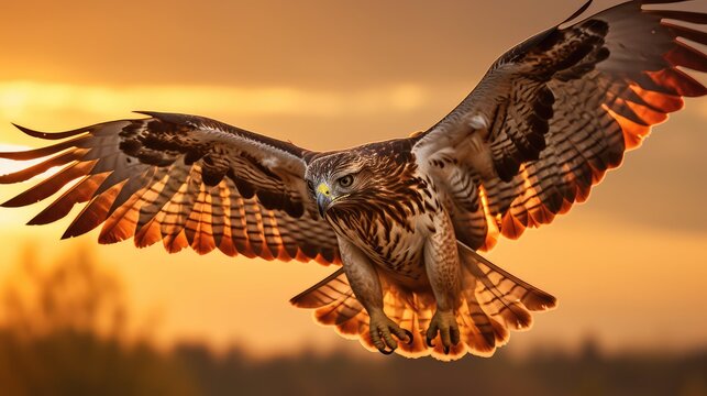flight red tailed hawk flying