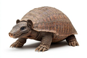 Obraz premium A Close-Up of an Armadillo, Facing Left, on a White Background
