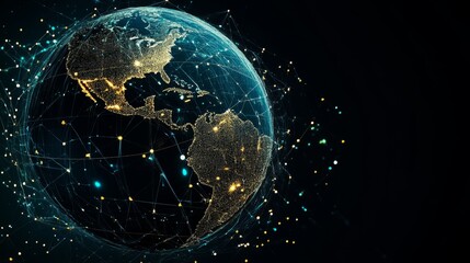 Obraz premium Digital earth with interconnected lines.