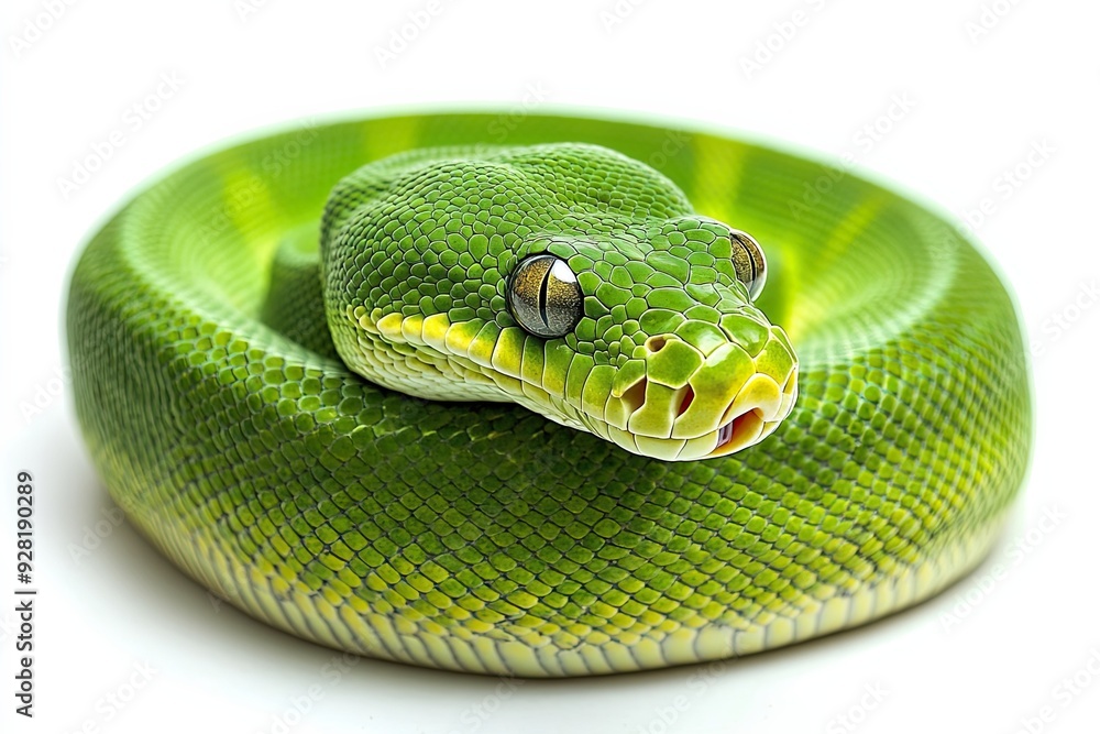 Poster green tree python close-up with open mouth