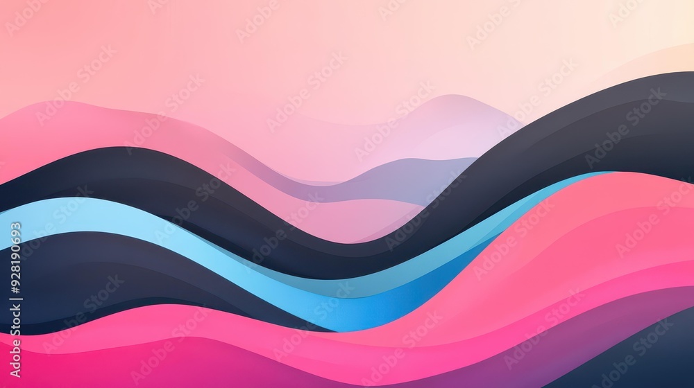 Poster bright pink lines blend seamlessly into a dark gradient, creating a modern abstract background with 