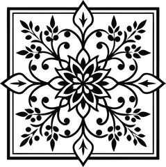 persian carpet pattern illustration black and white