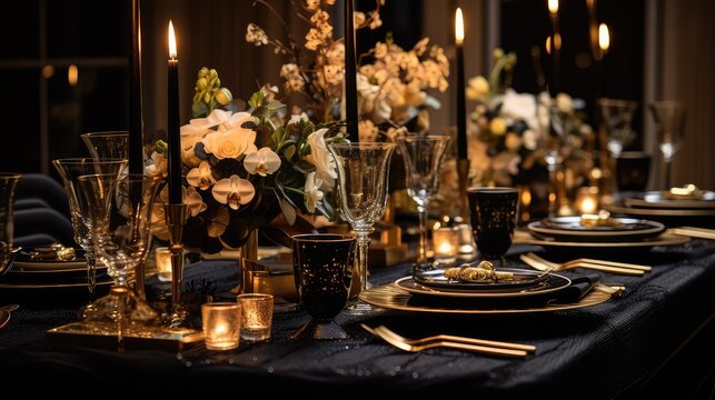 chic black and gold party