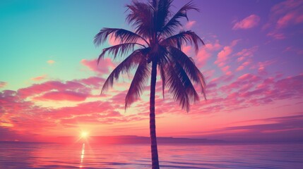 Obraz premium silhouette vaporwave palm tree
